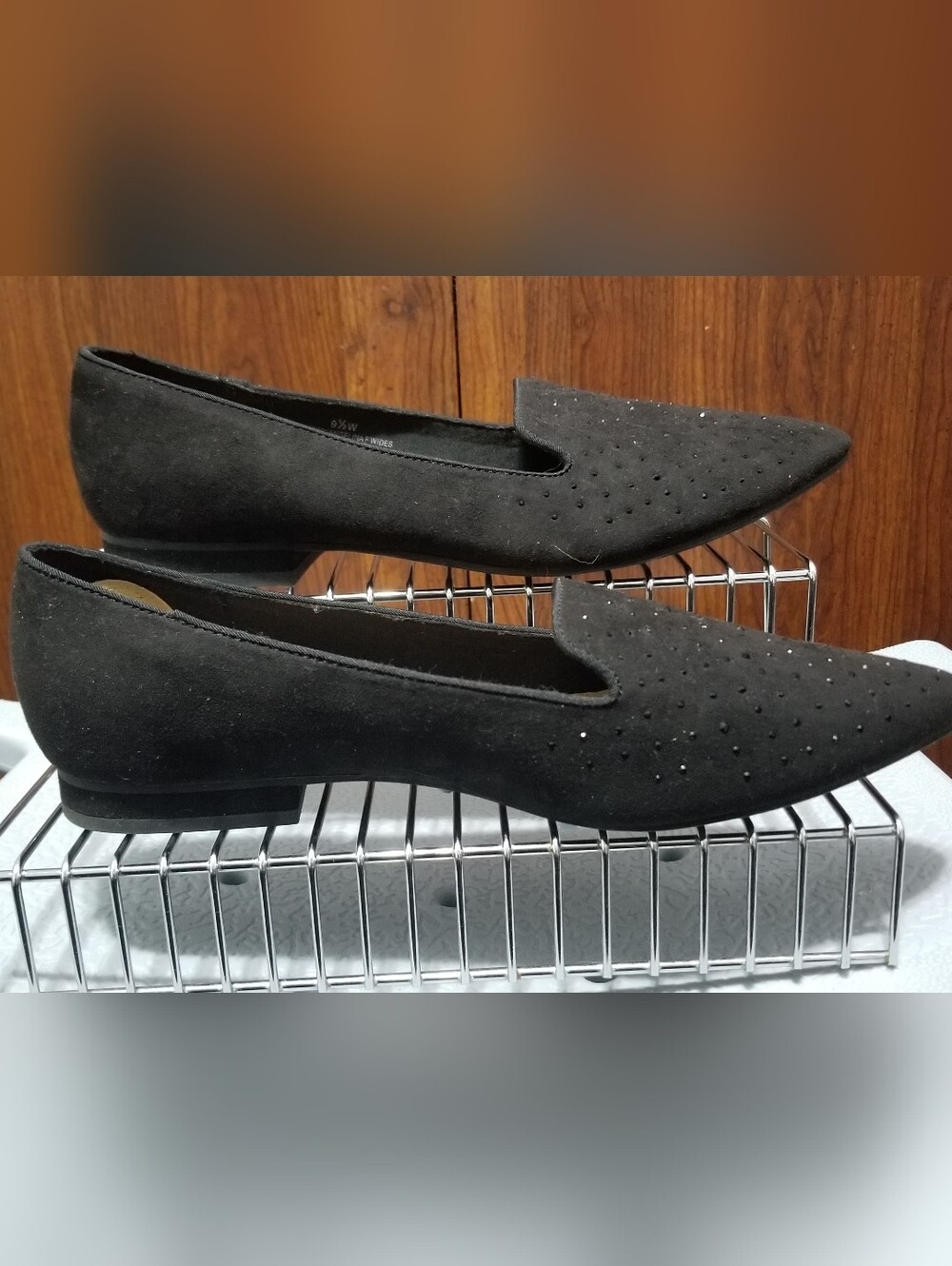 Seychelles Black Pointed-Toe Slip-On Flats with Stud Accents